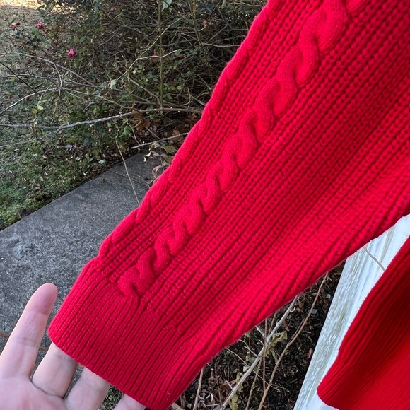 NWT Talbots Pretty Classic Red Thick Multiweave Long Sleeve Sweater - Picture 3 of 5